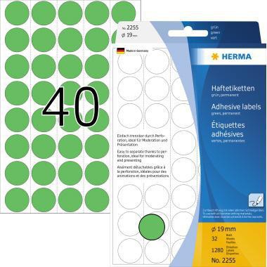 HERMA Markierungspunkt 2255 19mm Papier grün 1.280 St./Pack.