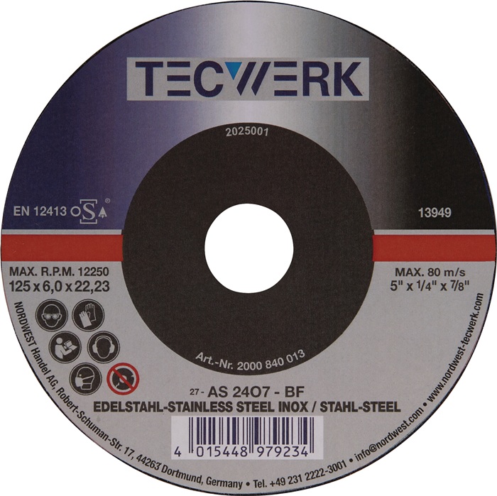 Schruppscheibe D230xS6mm gekr.Univ.Bohr.22,23mm TECWERK