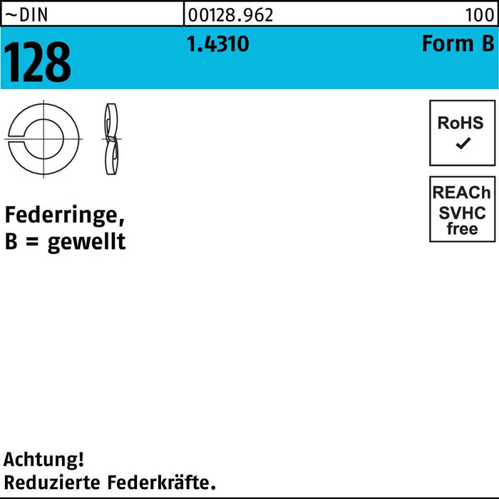 Federring DIN 128 B 10 1.4310 1000 Stück