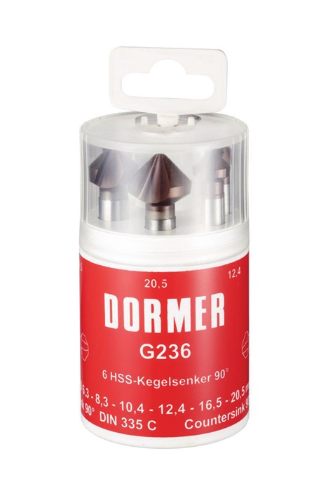Kegelsenkersatz DIN 335C 90Grad Nr.5 6,3-20,5mm HSS TiAlN 6-tlg.Runddose DORMER