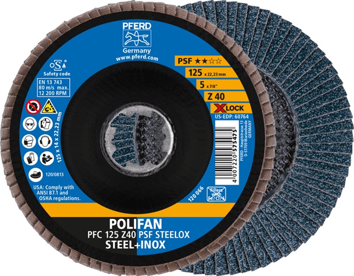 Fächerscheibe X-LOCK PSF Z STEELOX D.125mm K.40 kon.INOX ZK Z PFERD