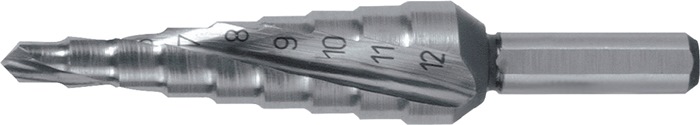 Stufenbohrer Bohrber.4-12mm HSS Spiralnut Z.2 Stufen 9 RUKO