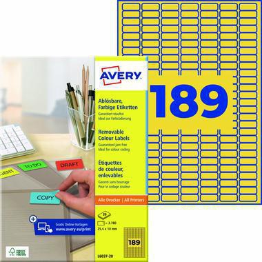 Avery Zweckform Etikett L6037-20 25,4x10mm gelb 3.780 St./Pack.