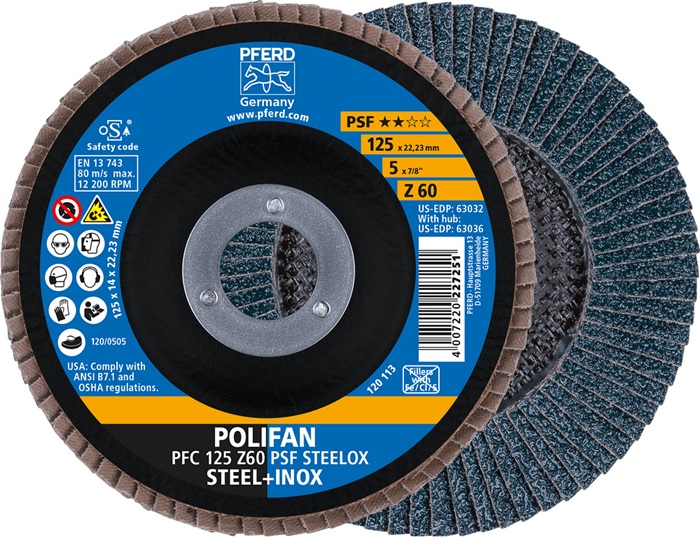 Fächerscheibe POLIFAN Z PSF STEELOX D.125mm K.60 kon.STA/INOX ZK PFERD