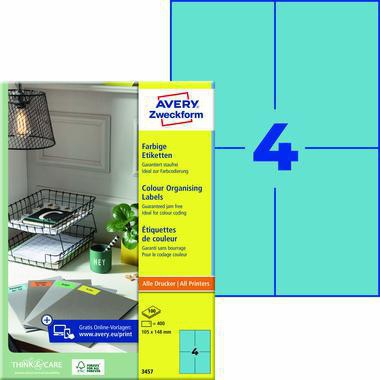 Avery Zweckform Universaletikett 3457 105x148mm blau 400 St./Pack.