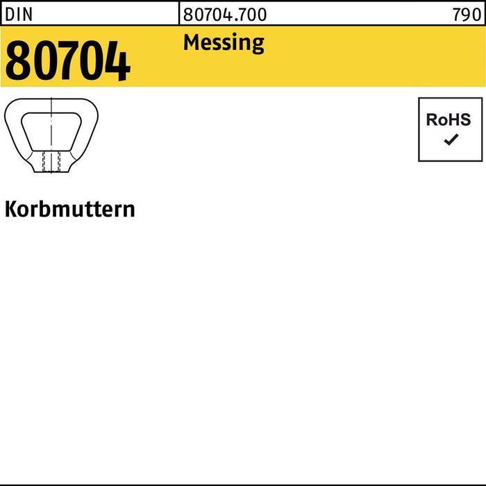 Korbmutter DIN 80704 M6 Messing 10 Stück