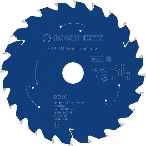 Kreissägeblatt Expert Wood AD 136mm Z.24 WZ Bohr.20mm Schnitt-B.1,5mm