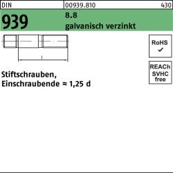Stiftschraube DIN 939 M10x45 8.8 galv.verz. Einschraubende=1,25d 50St.