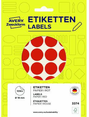 Avery Zweckform Markierungspunkt 3374 18mm rot 1.056 St./Pack.