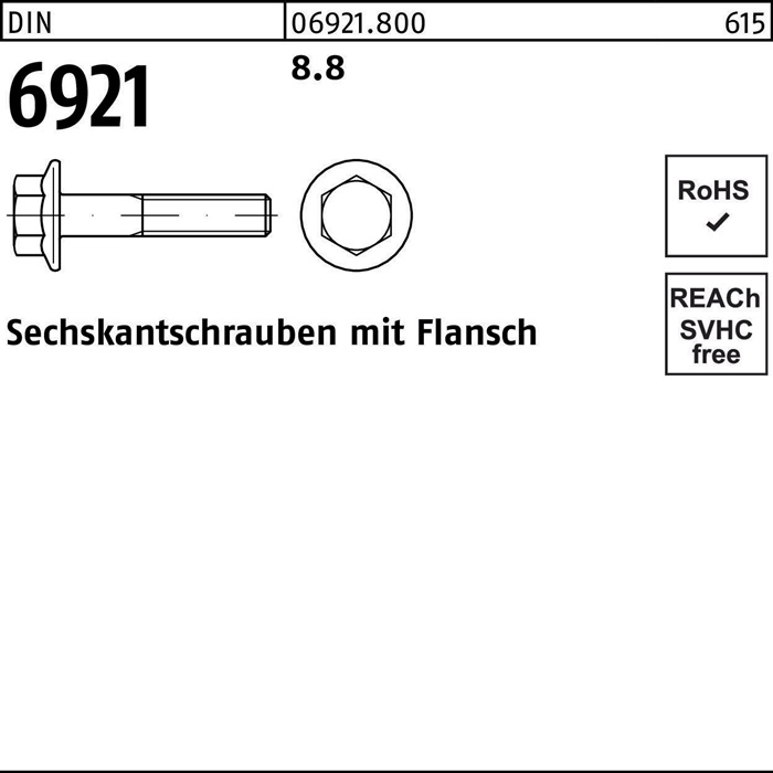 Sechskantschraube DIN 6921 Flansch M10x 30 8.8 200 Stück