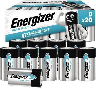 Energizer Batterie Max Plus E301323704 D/Mono/LR20 20 St./Pack.