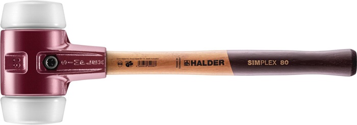 Schonhammer SIMPLEX L.490mm Kopf-D.80mm mittelh.HO Superplastik weiß HALDER
