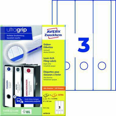 Avery Zweckform Ordneretikett L4759-25 lang/breit ws 90 St./Pack.
