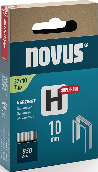 Feindrahtklammer H Typ 37 Klammer-B.10,6mm 10mm 0,75mm superhart 850 St.NOVUS