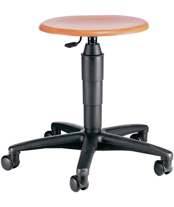 Drehhocker m.Rollen Buche natur Sitz-H.420-550mm TOPSTAR