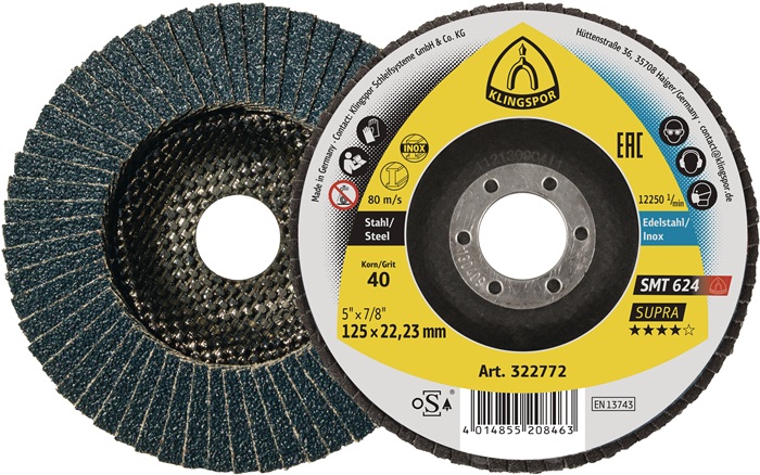 Fächerscheibe SMT 624 Supra D.125mm K.40 12Grad kon.INOX ZK