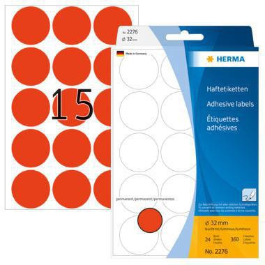 HERMA Markierungspunkt 2276 32mm leuchtrot 360 St./Pack.