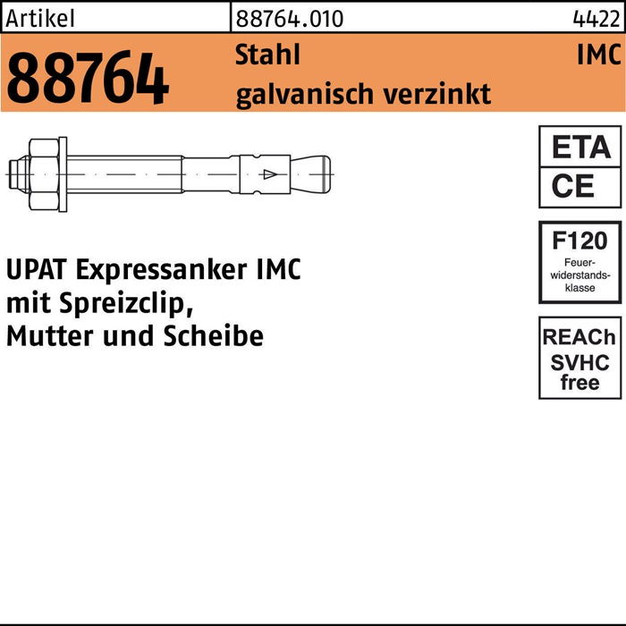Expressanker R 88764 IMC 10/10/86 Stahl galv.verz. 50 Stück UPAT