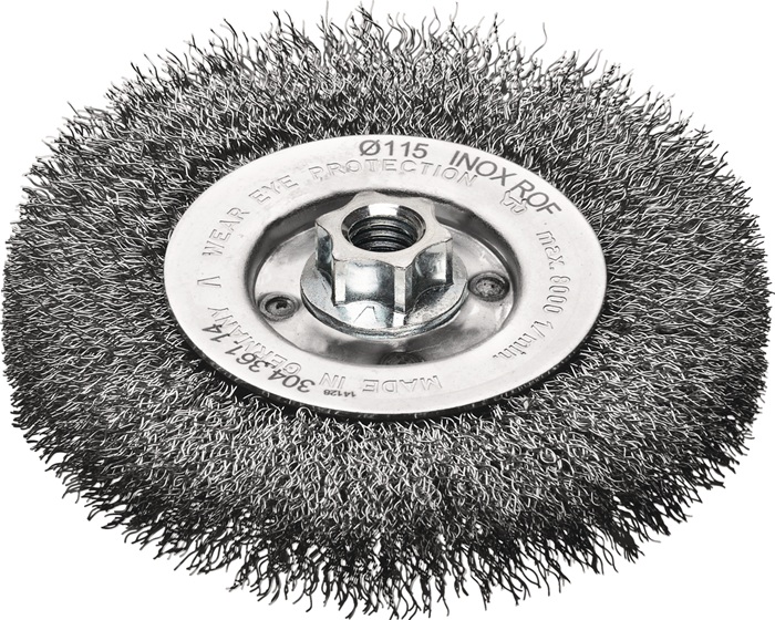 Rundbürste RBE Gew.M14 Drahtstärke 0,30mm Stahldraht rostfr.ROH 19,5mm