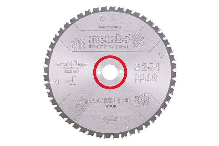 Kreissägeblatt precision cut wood professional D254xB2,4xBohrung30mm 48Z. WZ