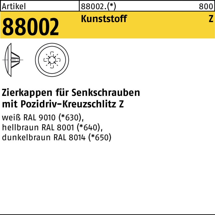 Zierkappe R 88002 f.PZ 2x12/3,5-5 Ku. dunkelbraun 1000St.
