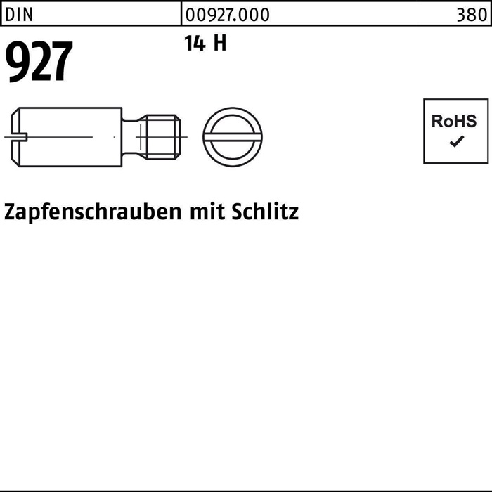 Zapfenschraube DIN 927 Schlitz M4x 6 14 H 100 Stück