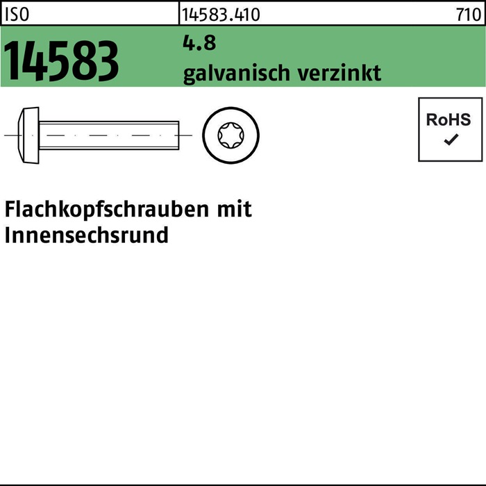 Flachkopfschraube ISO 14583 ISR M4x5 4.8 galv.verz. 200St.