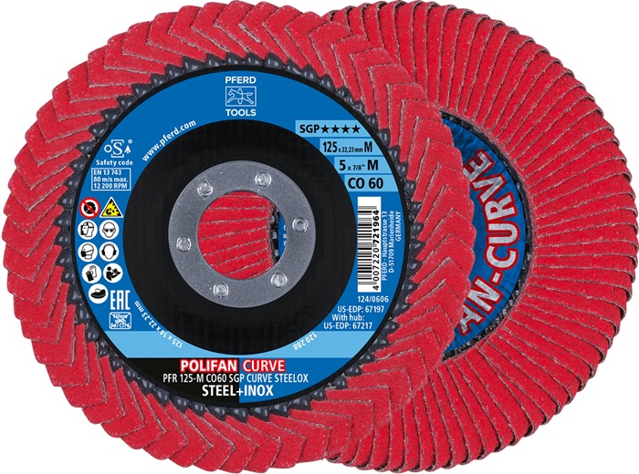 Fächerscheibe POLIFAN CO SGP CURVE STEELOX D.125mm K.60 CURVE INOX/Stahl M PFERD