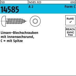 Linsenblechschraube ISO 14585 ISR 3,5x 13 -C A 2 T15 1000 Stück