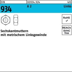 Sechskantmutter DIN 934 links M14 -LH A 2 (- 70) 25 Stück