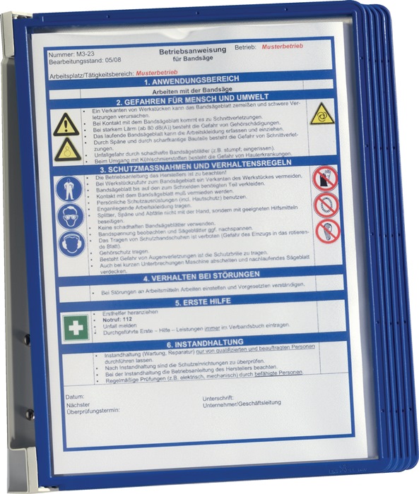 Wandhalter 5 Sichttafeln dunkelblau m.Profilrahmen DURABLE