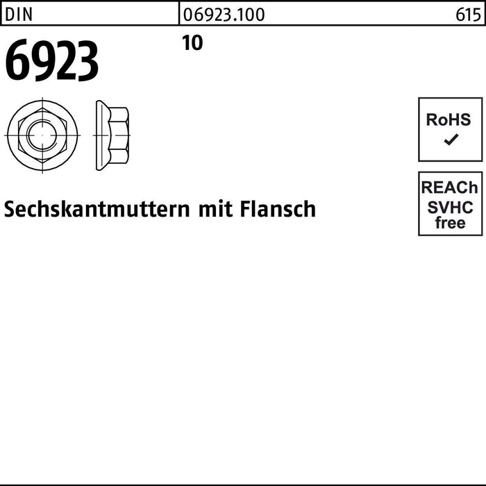 Sechskantmutter DIN 6923 Flansch M12 10 250 Stück