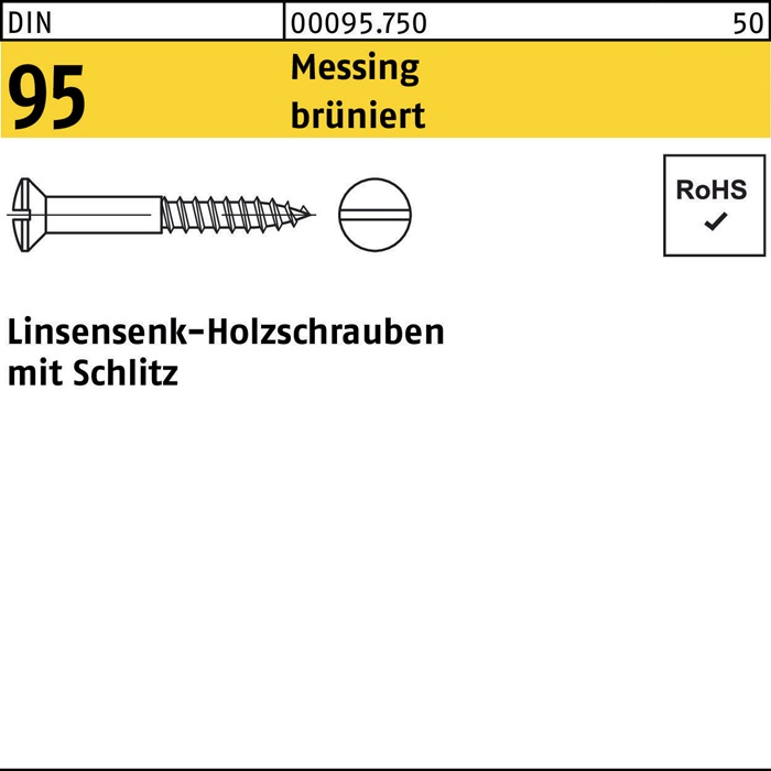 Holzschraube DIN 95 LIKO Schlitz 4x 30 Messing brüniert 200 Stück
