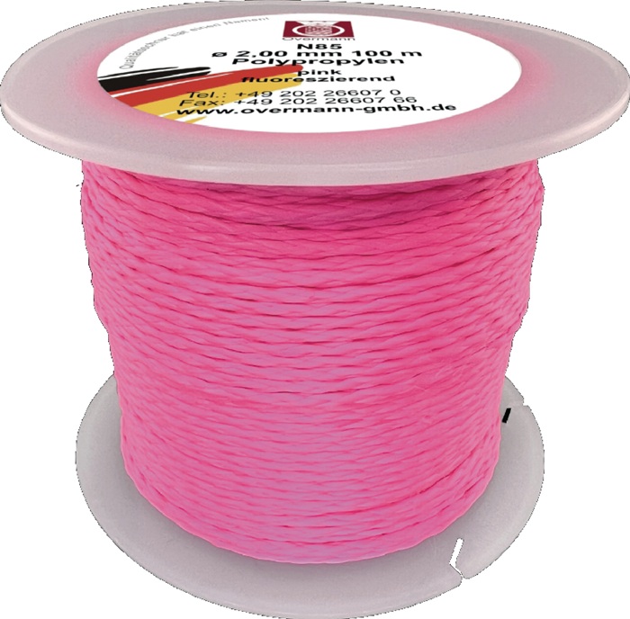 Pflastererschnur L.100m D.2mm 60kg PP pink,fluoresz.