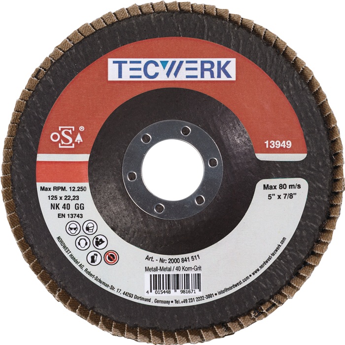 Fächerscheibe D.115mm K.80 kon.Stahl/Holz NK TECWERK