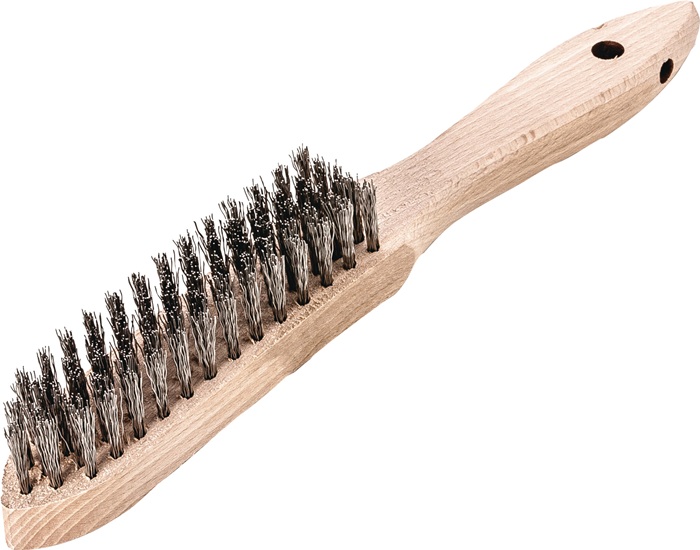 Handbürste L.290mm 0,35mm rostfr.Draht Besatz-L.140mm 5-reihig 12 LESSMANN