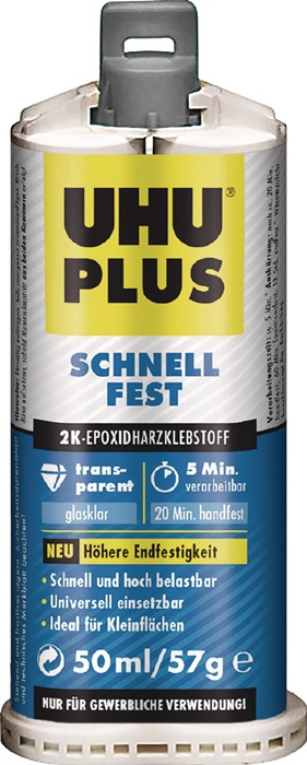 2K-Epoxidharzklebstoff PLUS SCHNELLFEST 57g farblos Doppelkart.UHU