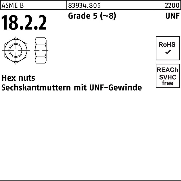 Sechskantmutter R 83934 UNF-Gewinde 1 3/4 Grade 5 (~8) 1 Stück