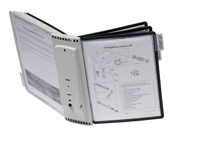 Wandhalter 10 Sichttafeln schwarz/grau PA m.Profilrahmenf.DURABLE