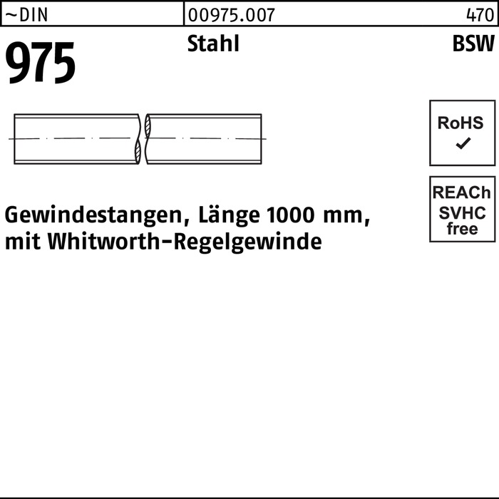 Gewindestange DIN 975 WW 1x 1000mm Stahl 1 Stück