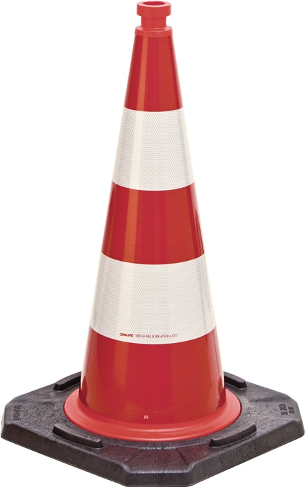 Leitkegel H.500mm 2 Streifen Folienart Typ B (RA2) TL+BASt G.3,20 kg,33x33cm