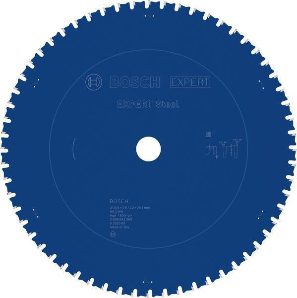 Kreissägeblatt EXPERT Steel AD 305mm Z.60 HLTCG (Ch) Bohr.25,4mm Schnitt-B.2,6mm