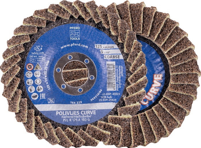 Fächerscheibe POLIVLIES-CURVE PVL-R D.125mm K.100 Korund A PFERD TOOLS