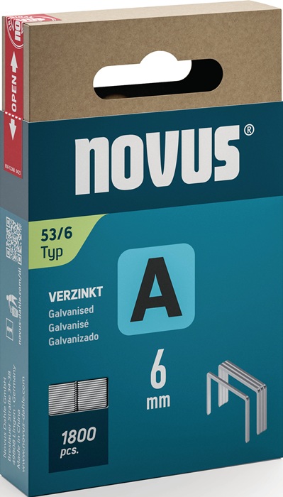Feindrahtklammer A Typ 53 Klammer-B.11,3mm 6mm 0,75mm 1800 St.NOVUS