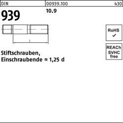 Stiftschraube DIN 939 M20x 60 10.9 Einschraubende=1,25d 10 Stück