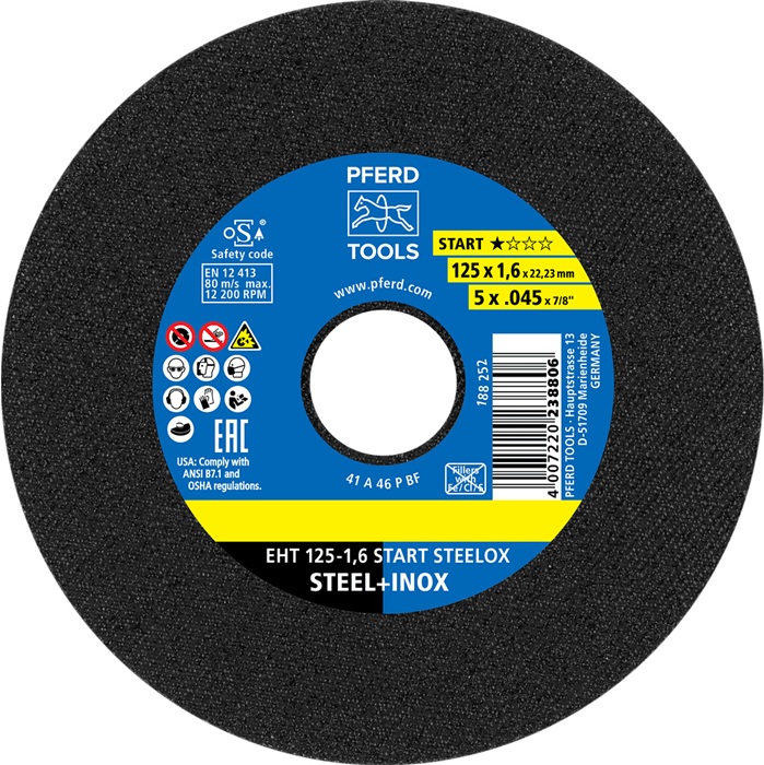 Trennscheibe STEELOX BOX D125x1,6mm ger.INOX Bohr.22,23mm Box á 25 St.PFERD