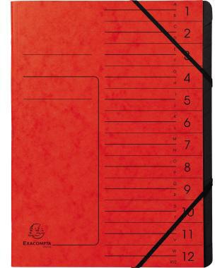 Exacompta Ordnungsmappe 541205E DIN A4 12Fächer Karton rot