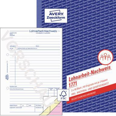 Avery Zweckform Lohnarbeitnachweis 1771 DIN A5 SD 3x40Blatt