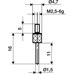 Messeins.D.1,5mm L.30mm Stift M2,5 STA z.Messuhren KÄFER