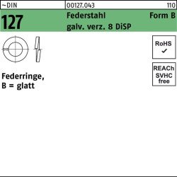 Federring DIN 127 B 8 Federstahl galv.verz. 8 DiSP 1000 Stück